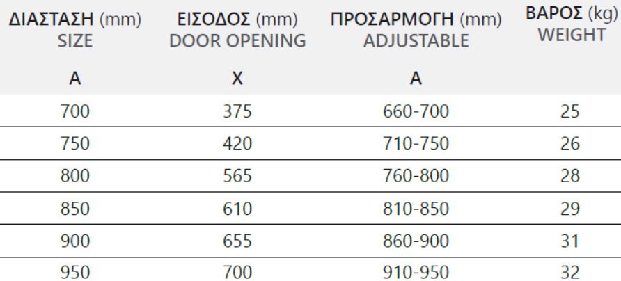 Karag Vivox 400 Χρυσό 95x200 Cm Πόρτα Ντουζιέρας Σπαστή ΔΙΑΦΑΝΗ