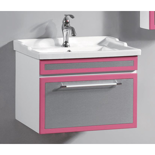 Gloria Rozina Up 60x46 Gray/Pink Έπιπλο Μπάνιου Κρεμαστό Με Νιπτήρα set-0163