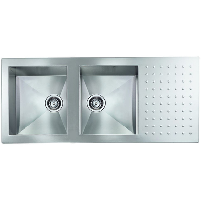 Sanitec 10907 Punto Quadra 116x50 2V Inox Νεροχύτης