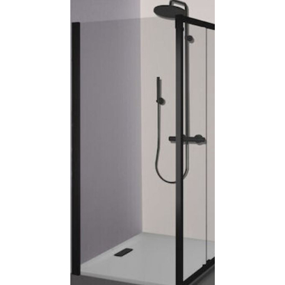 Πλαϊνό Σταθερό Καμπίνας 87-89x195 Cm Aquarelle Clever Panel Black Plus