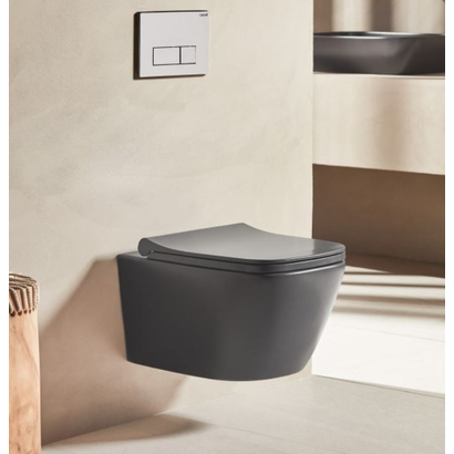 Creavit Fresh Rim Out Anthracite Matt 52,5x35,5 Λεκάνη Κρεμαστή Με Κάλυμμα