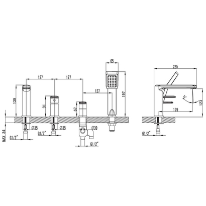 KARAG VQ28328C-1355A PEARL Μπαταρία Μπανιέρας Επικαθήμενη
