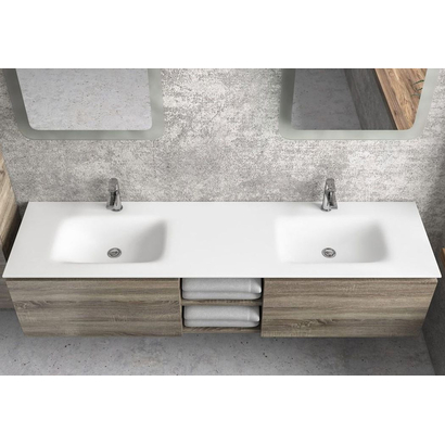 Karag SPACE 175x46 Νιπτήρας Επίπλου Solid - Με Δύο Γούρνες