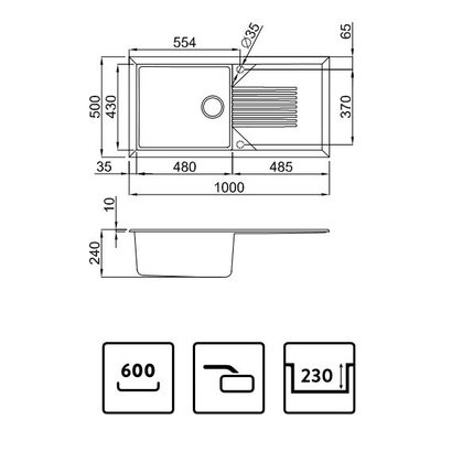 Elleci Tekno 480 Tortora (43) 100x50 Νεροχύτης Γρανίτης