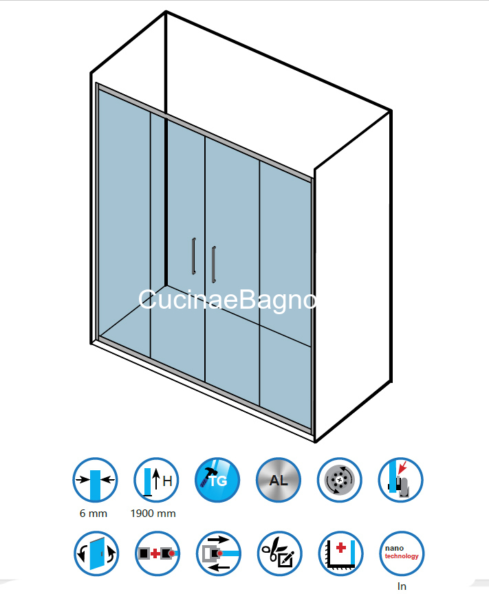 Karag Flora 600 Χρωμέ Καμπίνα 220x190 Cm Πόρτα Ντουζιέρας MAT