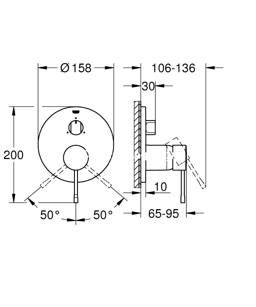 Grohe Essence 24169AL1 Brushed Hard Graphite Εξωτερικό Μέρος Μίκτη 3 Ροών
