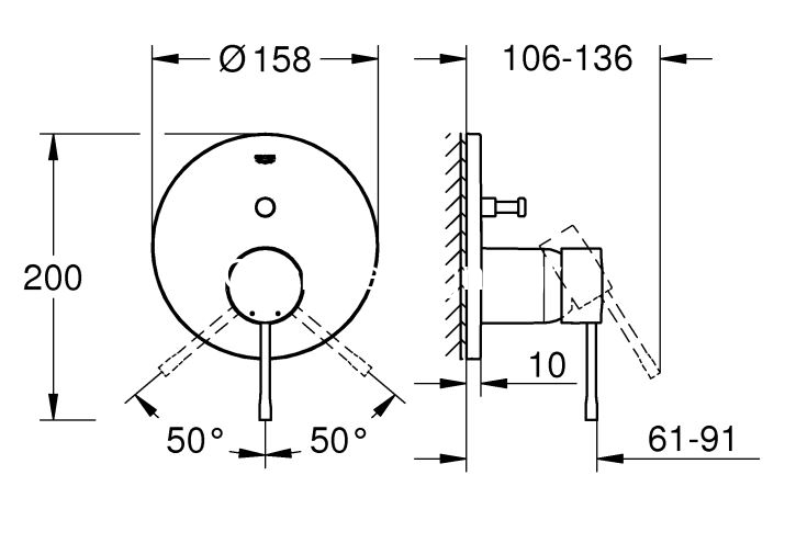 Grohe Essence 24167AL1 Brushed Hard Graphite Εξωτερικό Μέρος Μίκτη 2 Ροών