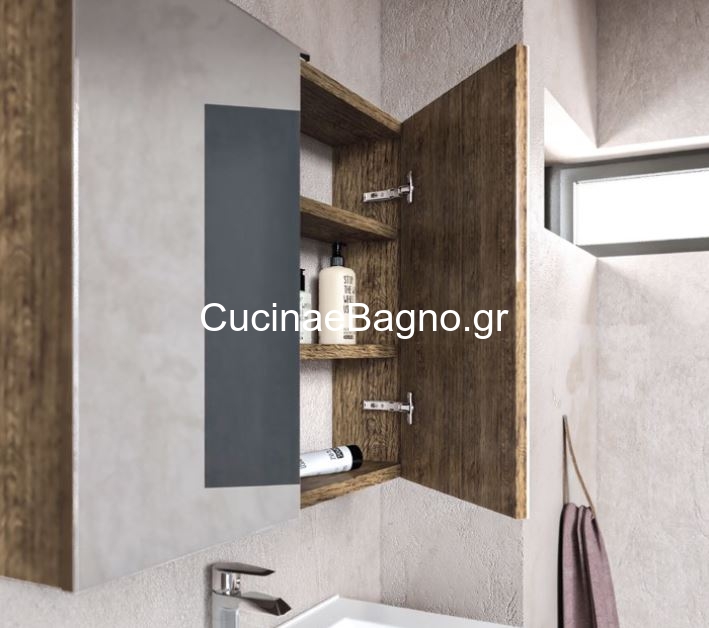 Sanitec Alba D 70x45 Έπιπλο Μπάνιου Κρεμαστό Με Νιπτήρα Και Καθρέφτη