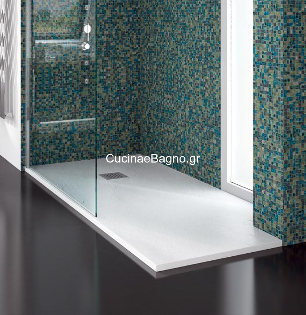 Pietra Bianco 100x120 Ντουζιέρα Karag Ορθογώνια Πέτρινη Λευκή