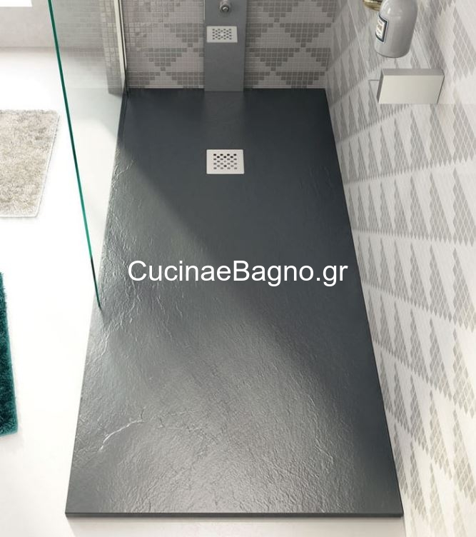 Pietra Ardesia 100x120 Ντουζιέρα Karag Ορθογώνια Πέτρινη Ανθρακί