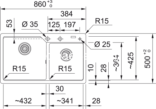 Franke Urban UBG 620-86 Onyx 86x50 Νεροχύτης 114.0687.709