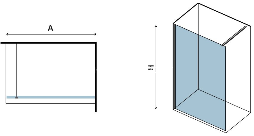 Karag Walkin 1 Black 100x200 Cm Σταθερό Κρύσταλλο Ντουζιέρας FLUTE