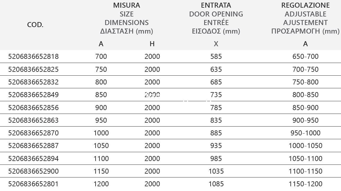 Karag S-28 Alto Sallon Nero 105x200 Cm Πόρτα Ντουζιέρας Ανοιγοκλειόμενη