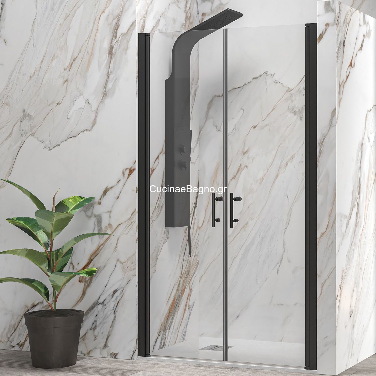 Karag S-28 Alto Sallon Nero 115x200 Cm Πόρτα Ντουζιέρας Ανοιγοκλειόμενη