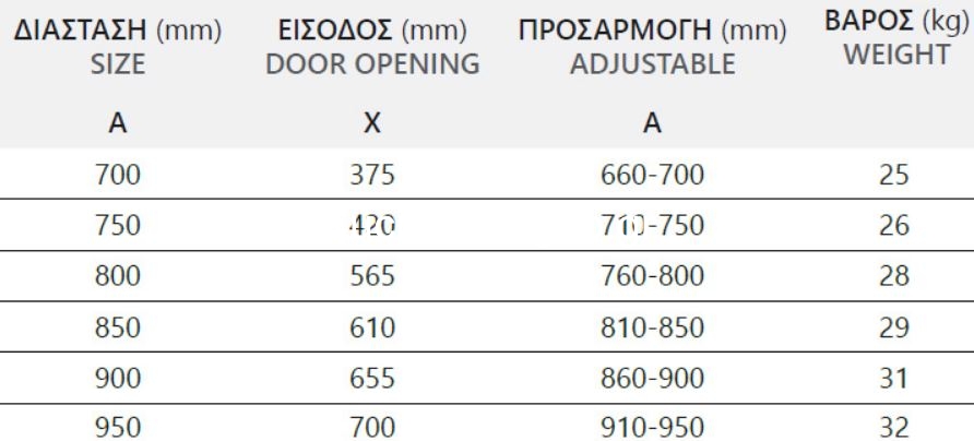 Karag Vivox 400 Χρυσό 85x200 Cm Πόρτα Ντουζιέρας Σπαστή ΔΙΑΦΑΝΗ