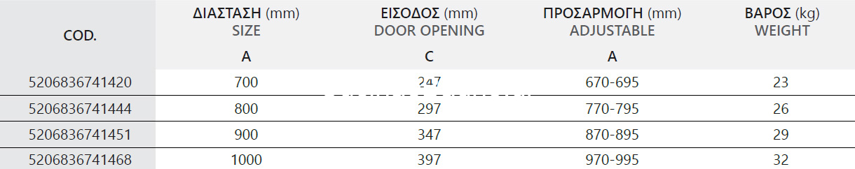 Karag Izy 100 Χρωμέ 80x90x200 Καμπίνα Ντουζιέρας Παραλληλόγραμμη