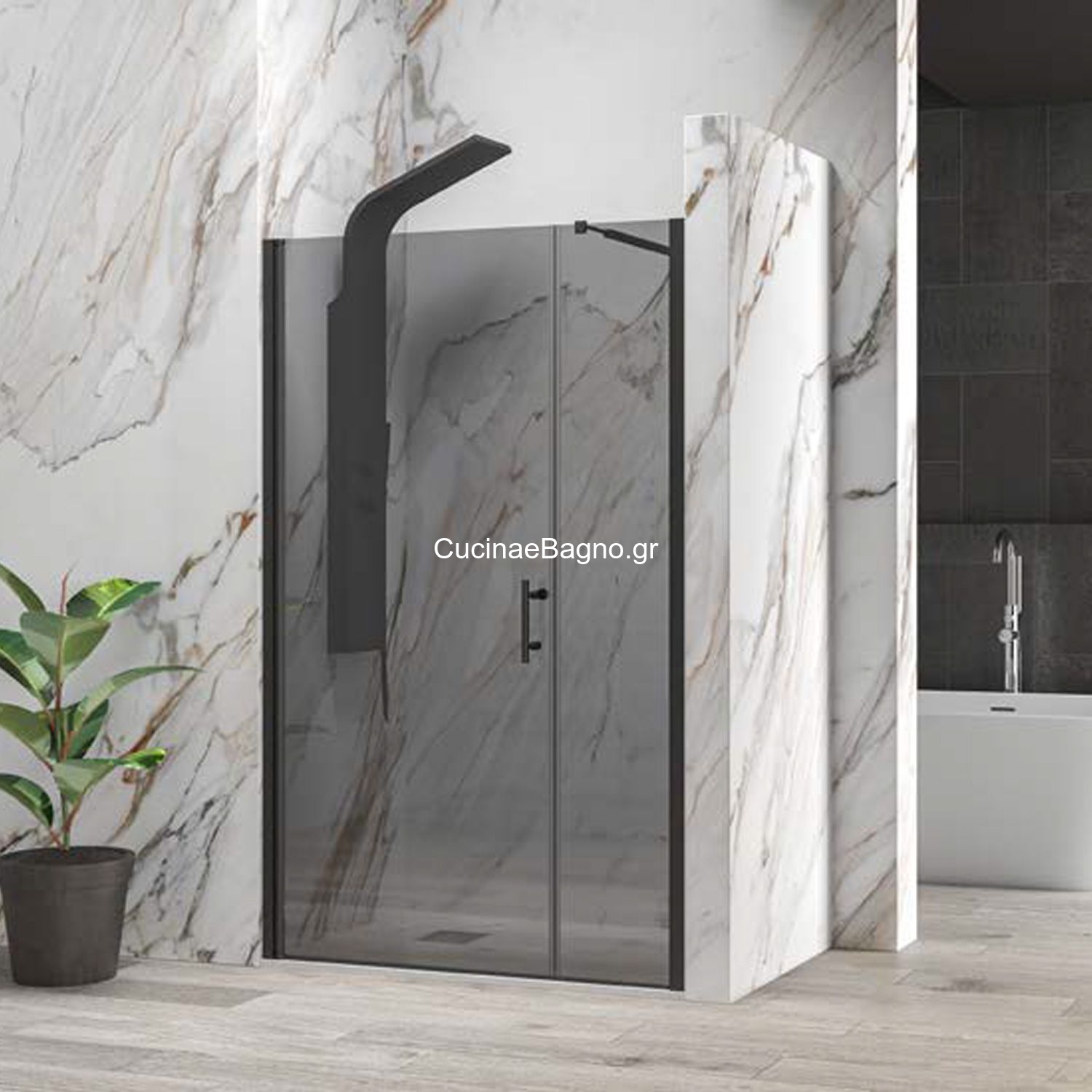 Karag S-5 Alto Nero 132-137x200 Cm Πόρτα Ντουζιέρας Ανοιγόμενη FUME