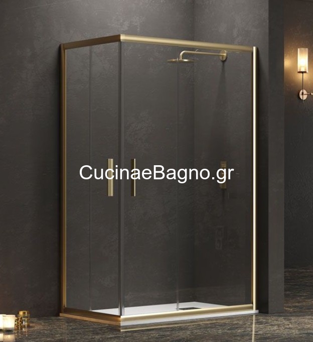 Karag Efe Oro100x90x190 Cm Καμπίνα Ντουζιέρας Παραλληλόγραμμη Προφίλ Χρυσό