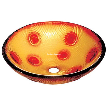 Gloria Glass-Dia Yellow-Red Νιπτήρας 42x42 Επιτραπεζιος 67-8140
