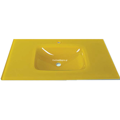 Gloria Glass Form Yellow Νιπτήρας 91x46 Επικαθήμενος Κίτρινος Γυάλινος 40-9006