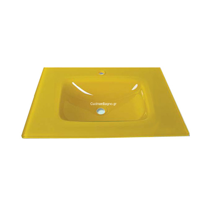 Gloria Glass Form Yellow Νιπτήρας 60x45 Επικαθήμενος Κίτρινος Γυάλινος 40-9009