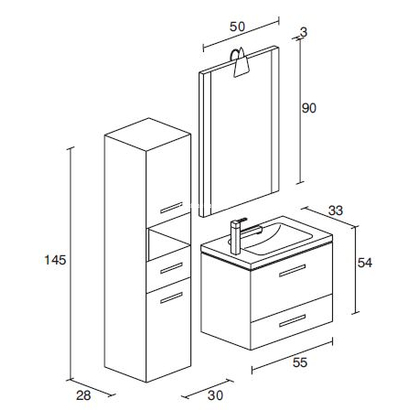 ProBagno 629 55x33 Έπιπλο Μπάνιου Κρεμαστό