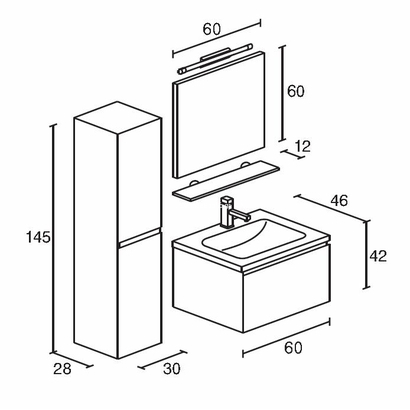 ProBagno 908 60x46 Έπιπλο Μπάνιου Κρεμαστό
