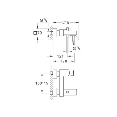 Grohe Eurocube 23141 000 Μπαταρία Λουτρού Πλήρης