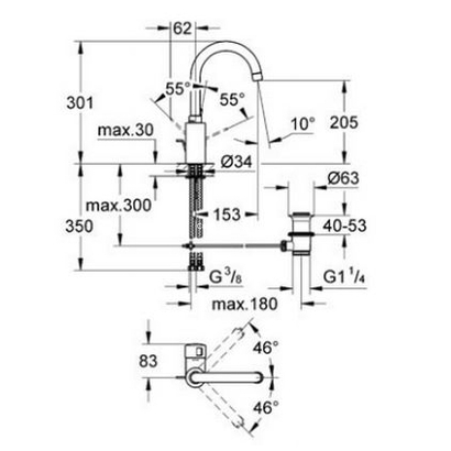 Grohe Eurosmart Cosmopolitan L-Size 32830001 Μπαταρία Νιπτήρα Υψηλή