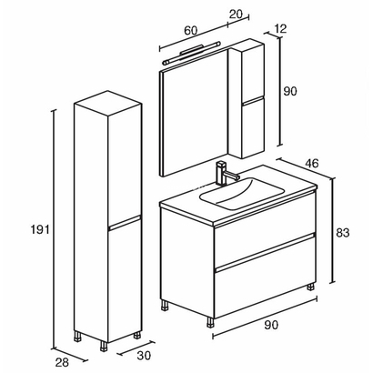 ProBagno 909 90x46 Έπιπλο Μπάνιου Δαπέδου