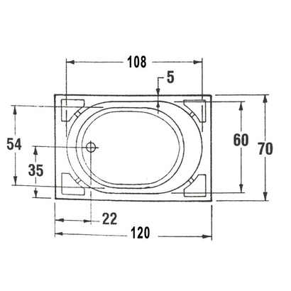 Sanitec Gloria 120x70 Μπανιέρα Ακρυλική 536
