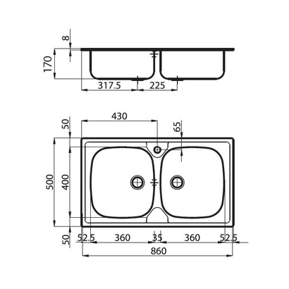 Foster 1000 Inox 86x50 Νεροχύτης Ανοξείδωτος 1886560
