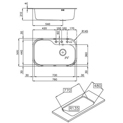 Foster Tornado 79x50 1 Γούρνα Inox 18/10 Νεροχύτης 1579060