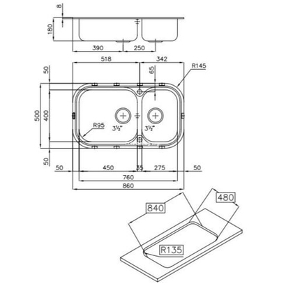 Foster Big Bowl Inox 86x50 Νεροχύτης Ανοξείδωτος 1562001