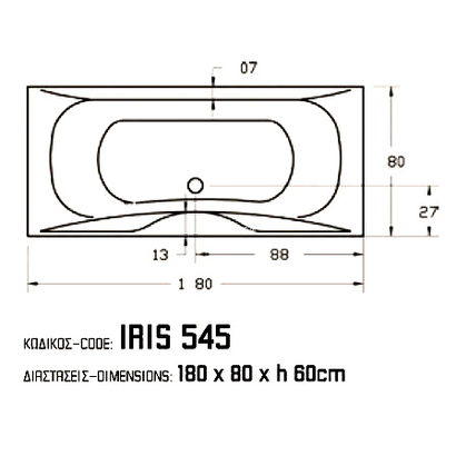 Sanitec Iris 180x80 Μπανιέρα Ακρυλική 545