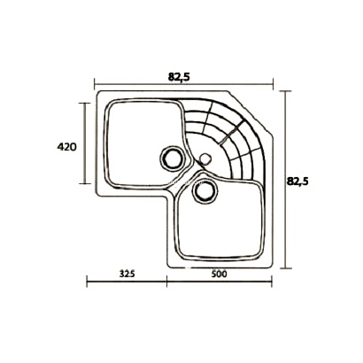 Sanitec 310 Libra 83x83 Νεροχύτης Γωνιακός Γρανίτης