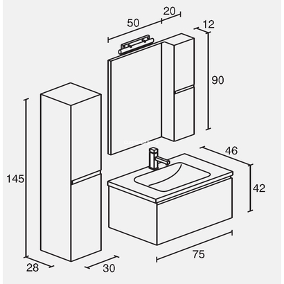 ProBagno 907 75x46 Έπιπλο Μπάνιου Κρεμαστό