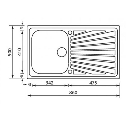 Sanitec 11413/11463 Cometa 86x50 Inox Νεροχύτης