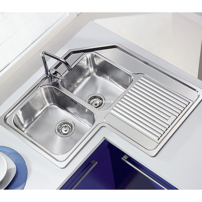 Sanitec 11248 Zenith 83x83 2VD-2vs Λείος Inox Νεροχύτης Γωνιακός