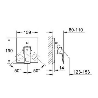 Grohe Eurocube 19896000 Εξωτερικό Μέρος Μίκτη 2 Ροών