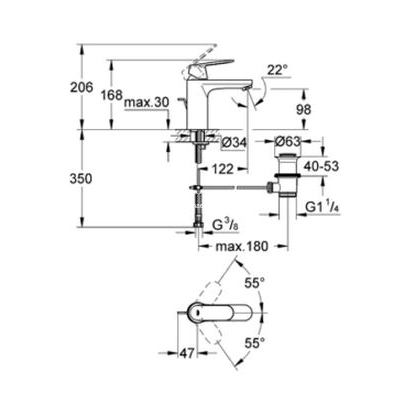 Grohe Eurosmart Cosmopolitan M-Size 23325000 Μπαταρία Νιπτήρα
