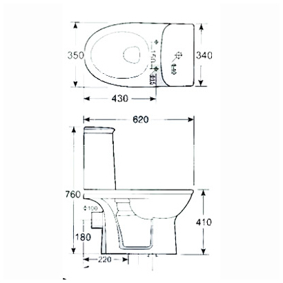 Huida Porta 61,5x36 Λεκάνη με Καζανάκι ΧΠ/ΠΣ Set-0012