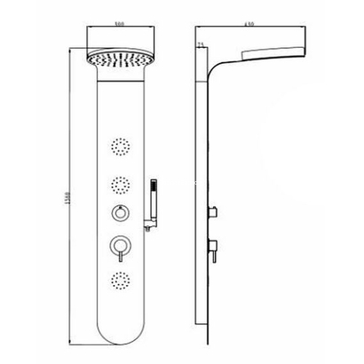 Crown Y 840 Στήλη Ντους Υδρομασάζ Με Led 30x158h Αλουμινίου Λευκή 103149
