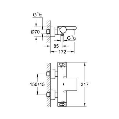 Grohe Grohtherm 2000 34174001 Μπαταρία Λουτρού Θερμοστατική