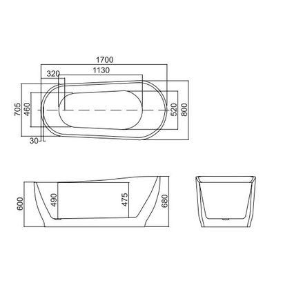 Karag ATENA K-1527W BIANCO 170x80 Μπανιέρα Ακρυλική Ελεύθερης Τοποθέτησης