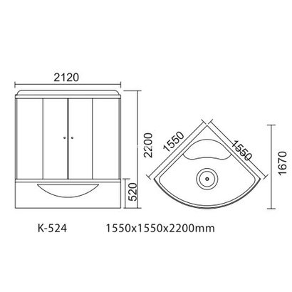 Karag Elena K-524 155x155 Μπανιέρα Γωνιακή Υδρομασάζ Με Υδροσάουνα