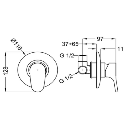 Tag Μείκτης Ντουζιέρας Εντοιχισμού Χρωμέ 173107