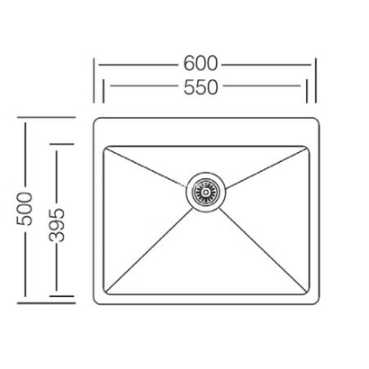 Kl 60x50 Inox Νεροχύτης Ανοξείδωτος Λείος 1216200
