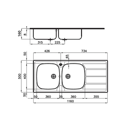 Foster 1000 Inox 116x50 Νεροχύτης Ανοξείδωτος 1812561-1812562
