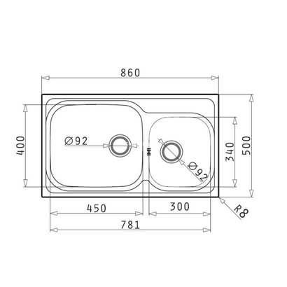 Pyramis Amaltia Plus (86x50) 2B Σαγρέ Νεροχύτης Ανοξείδωτος 107125101